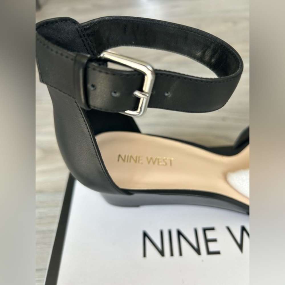 ✨NEW Nine West Black Women's Ankle Strap drop wedge Sandals 8.5 - Picture 4 of 10